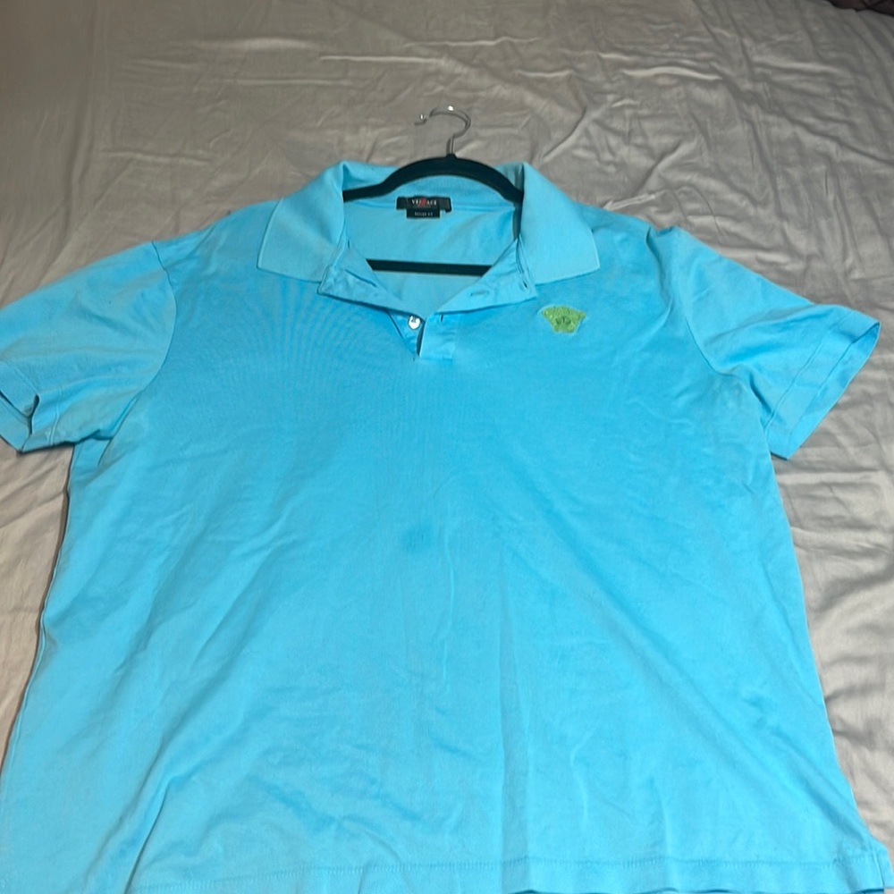 Men’s Versace (Taylor fit) collared turquoise shirt